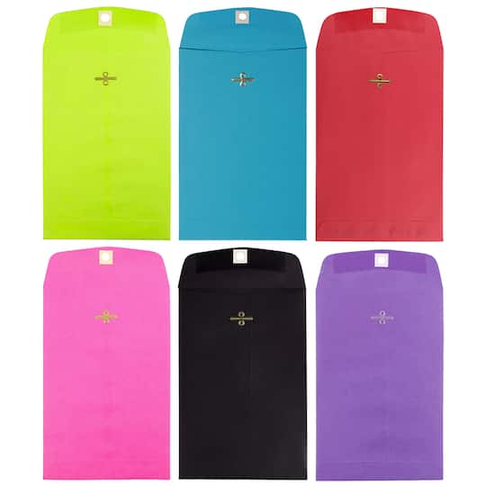 JAM Paper 9" x 6" Assorted Open End Catalog with Clasp Envelopes, 60ct.